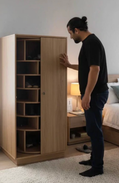 FENIRA™ EleganceSpin Shoe Tower – Modern 360° Organizer